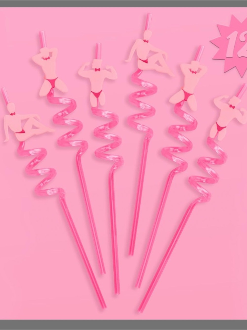 Pink Bachelorette Party Swirl Straws - Pink